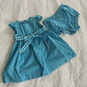 Tommy Hilfiger Cotton Blue Gingham Kids Dress Set, 6-12 months